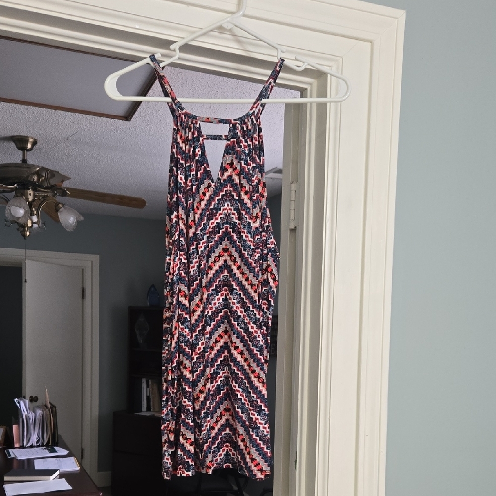 Tribal orange and turquoise sleeveless spaghetti strip top